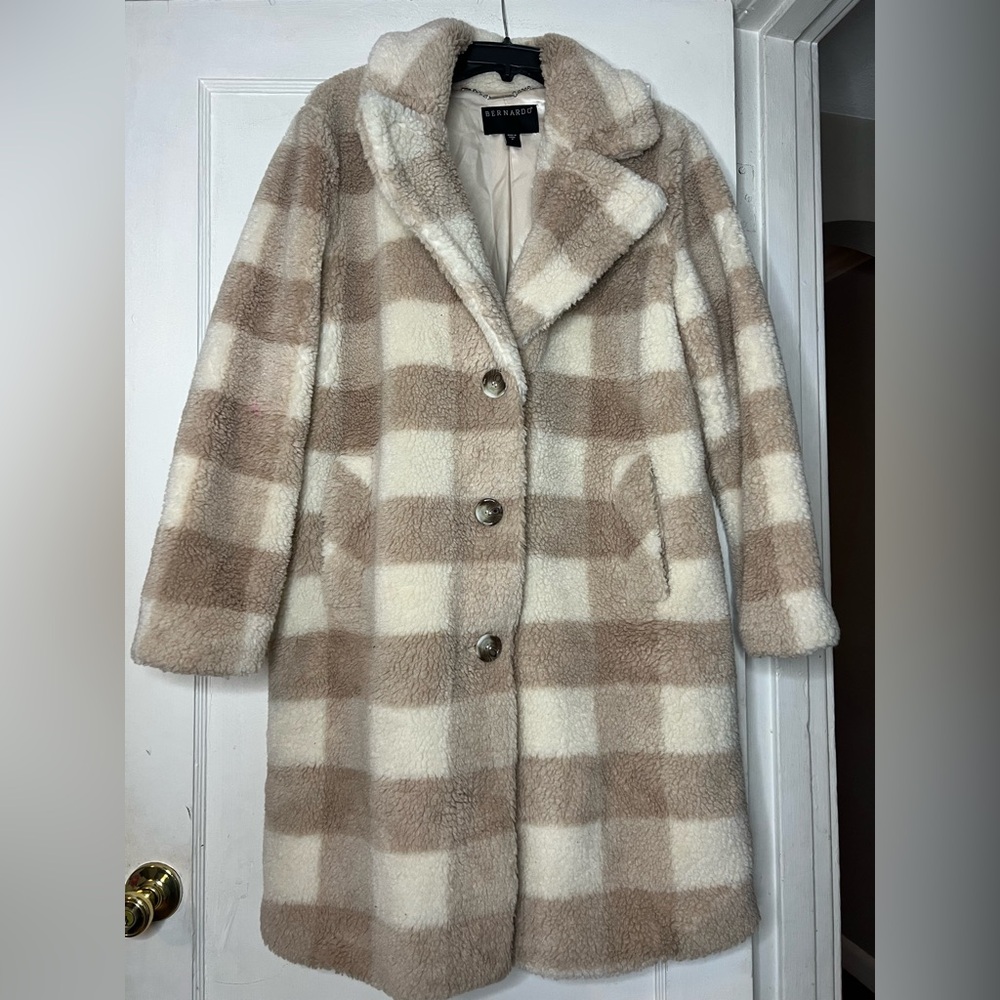 Bernardo Plaid Teddy Coat